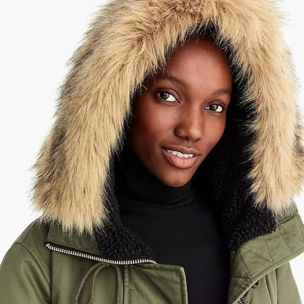 J. Crew Perfect Winter Parka Olive Green size MEDIUM